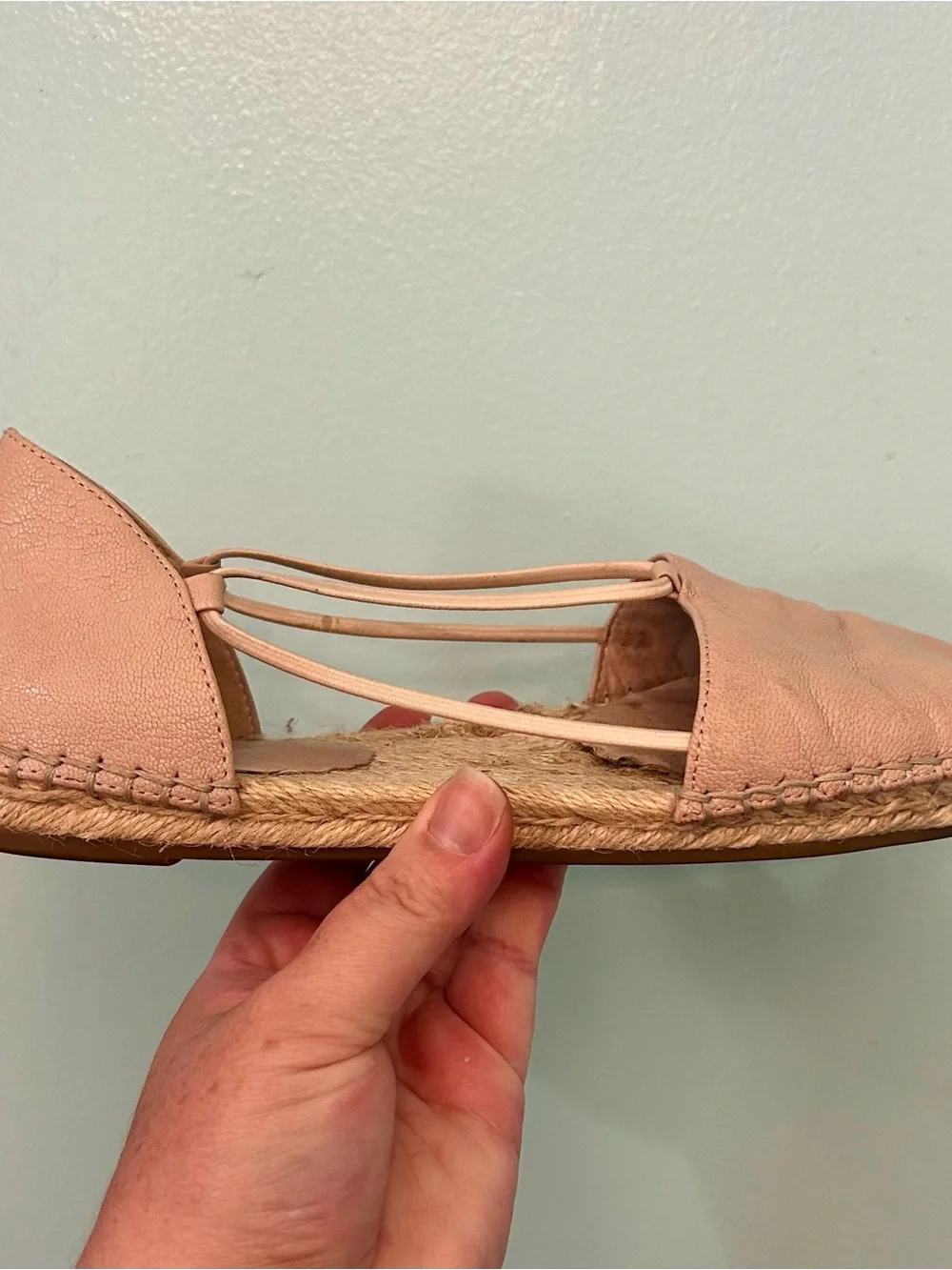 Eileen Fisher Women's Washed Blush Leather Espadrilles Shoes Sz US 7